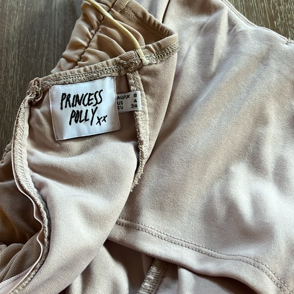 Princess Polly nude ruched and shirred minidress size 4 is very stretchy - Picture 3 of 9